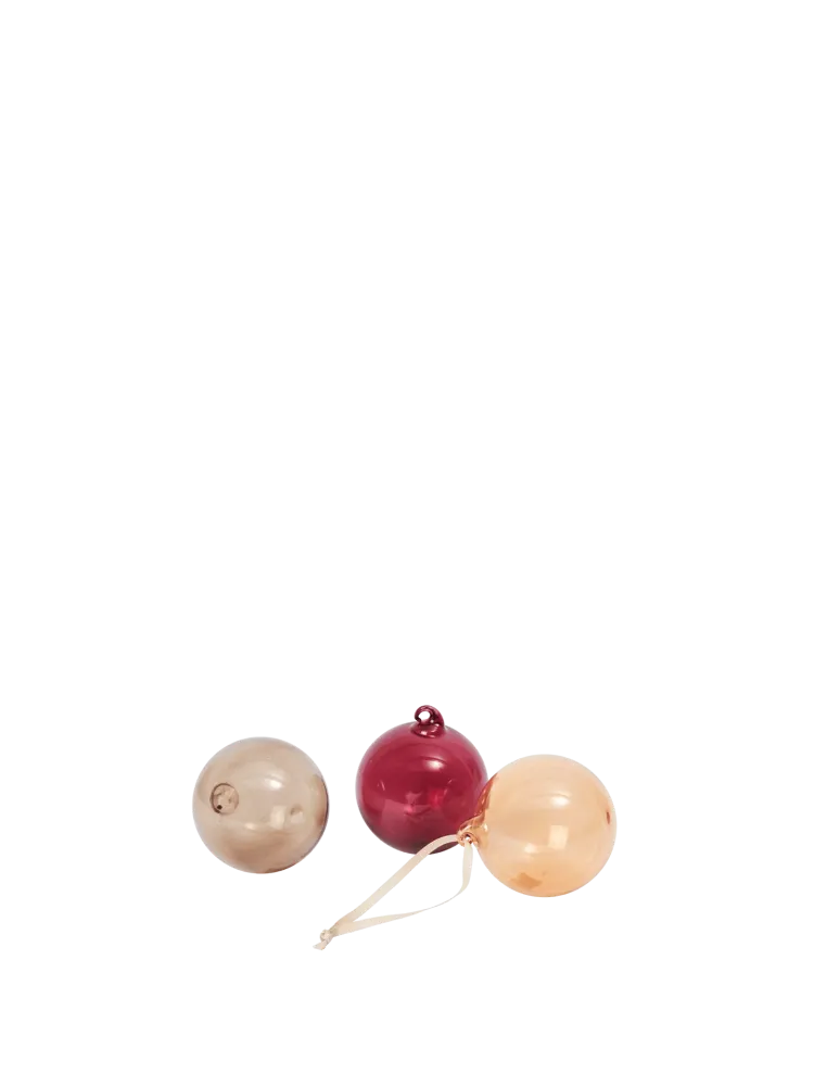 Glass Baubles - Medium - Set 3 - Roseate Translucent
