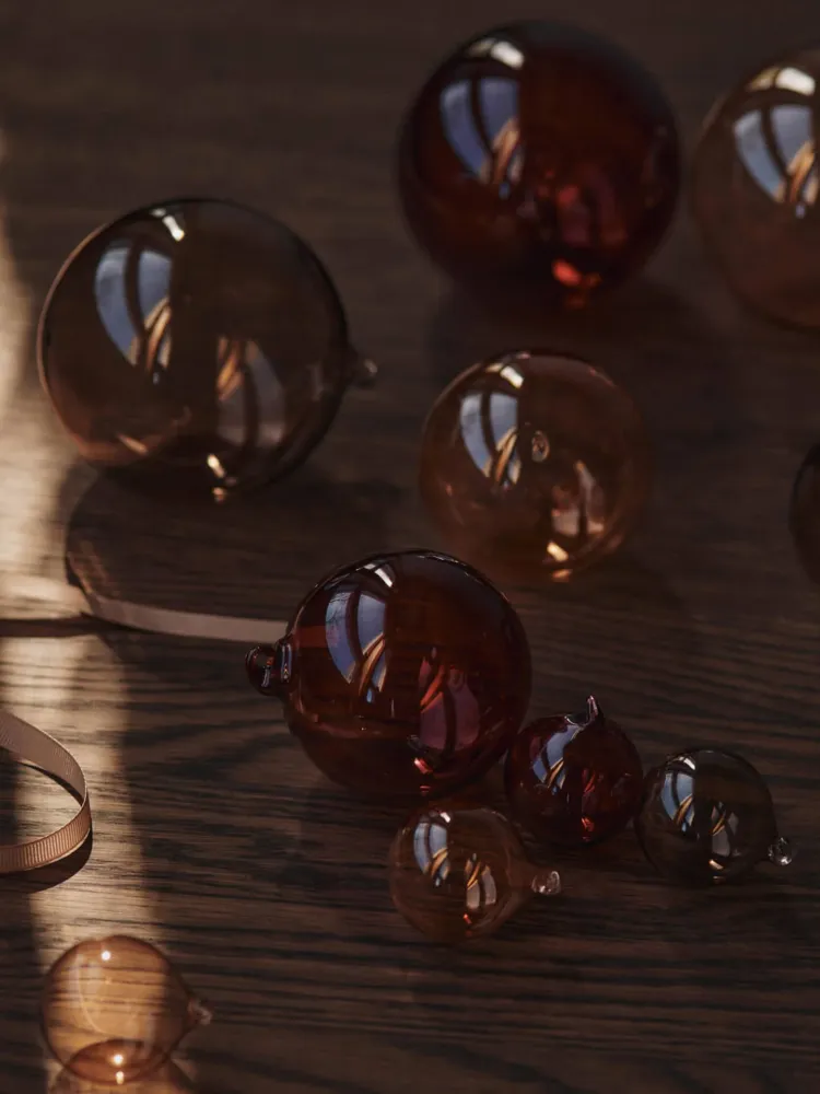 Glass Baubles - Medium - Set 3 - Roseate Translucent