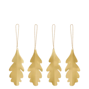 Oak Leaf Brass Ornaments - Set 4 - Brass