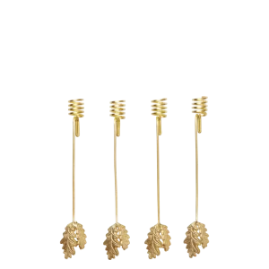Oak Leaf Christmas Tree Candle Holders - Set 4 - Brass