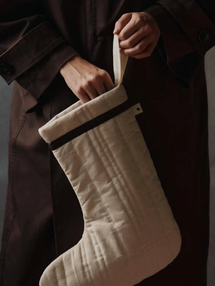 Vari Quilted Christmas Stocking - Cotton - Natural