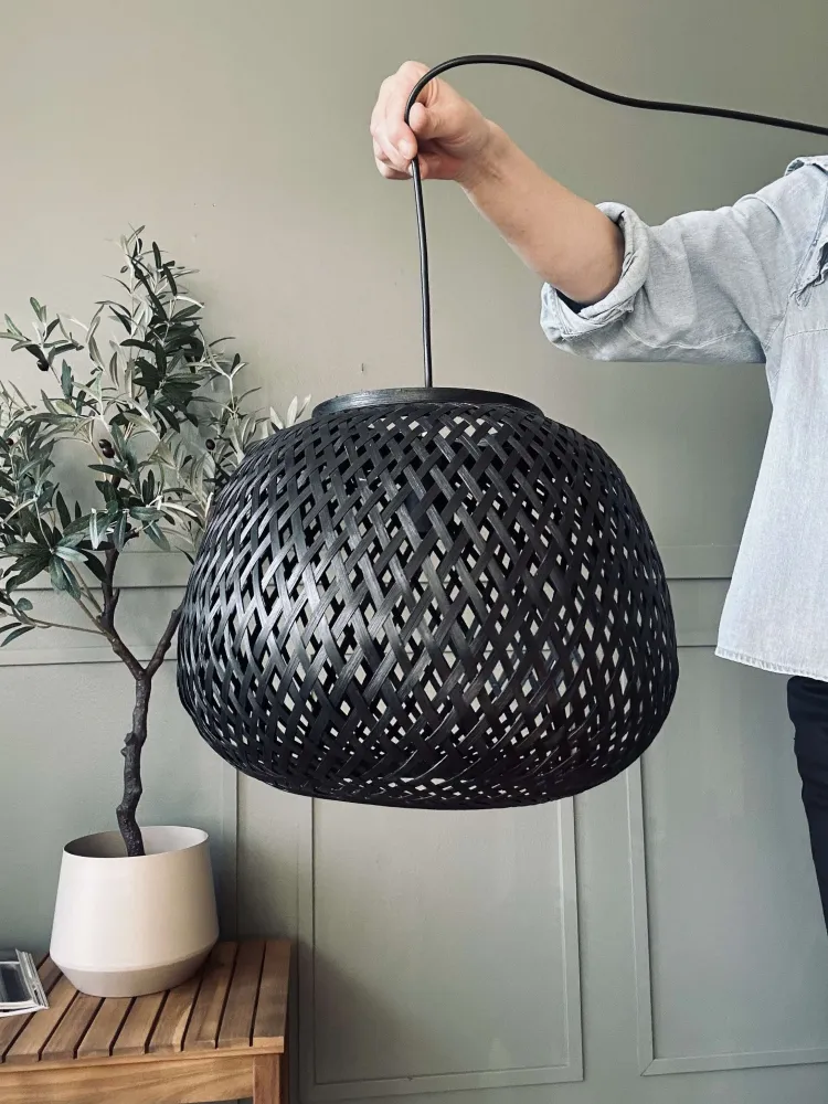Lampe bambus - Sort dia 33
