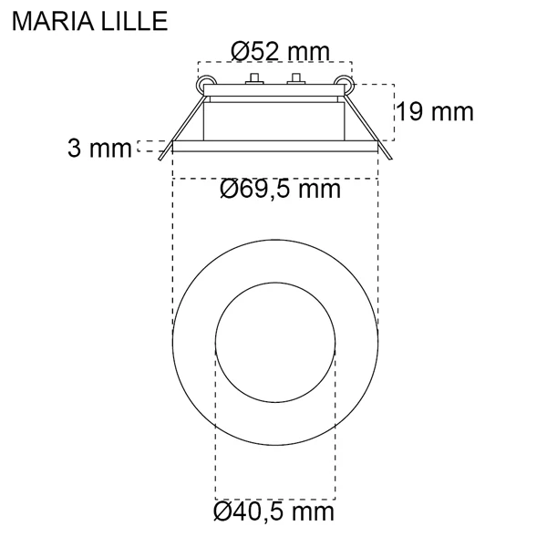 Casolux, Maria LED indbygningsspot 10-32V, stål, IP65, 3000K, 170 lumen, 2W, Ø52/69 mm