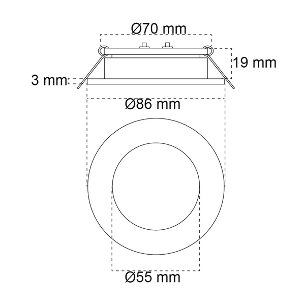Casolux, Maria LED indbygningsspot 10-32V, stål, IP65, 3W, 3000K, 255 Lumen