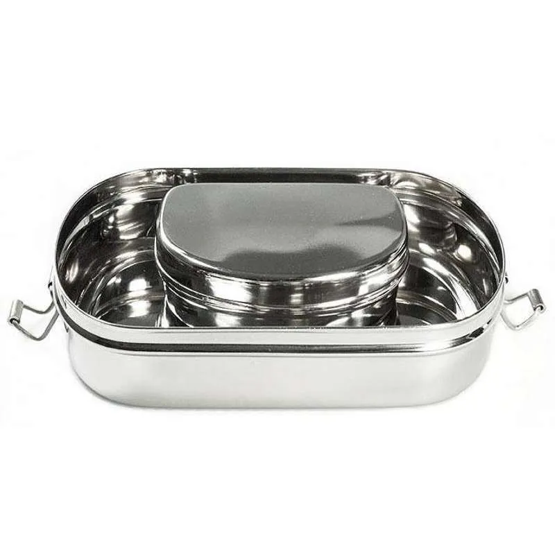 Pulito PureLunchBox Madkasse - Rustfrit Chromed - Oval