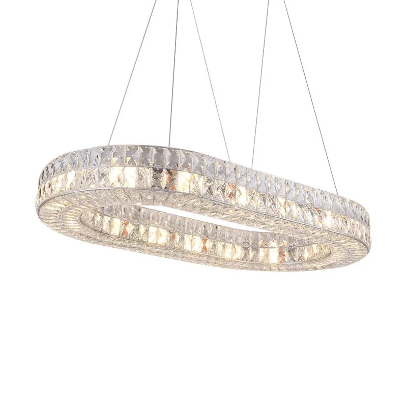 Belysning LED K9 Krystal Lysekrone Luster Moderne Oval Form Lysekroner Lys Belysning Stue Lysekroner ATY Home Decor