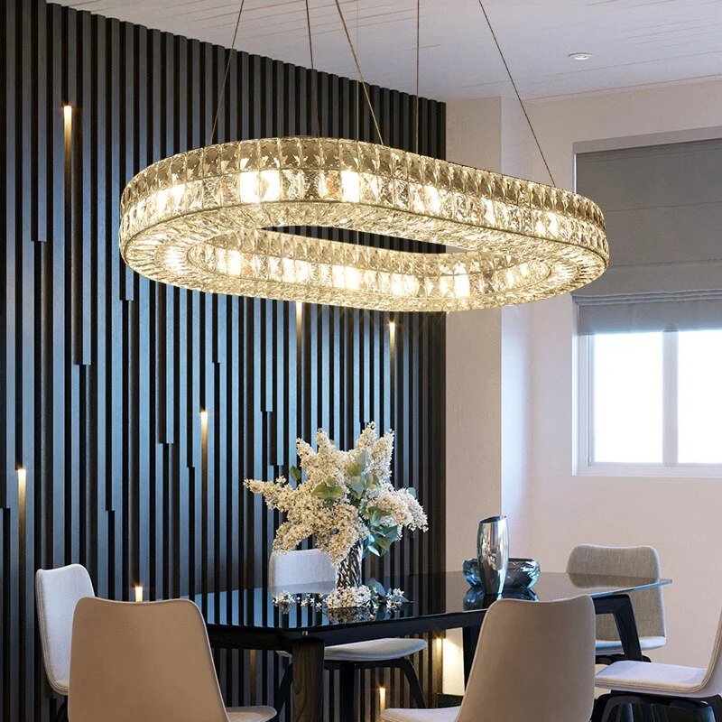 Belysning LED K9 Krystal Lysekrone Luster Moderne Oval Form Lysekroner Lys Belysning Stue Lysekroner ATY Home Decor