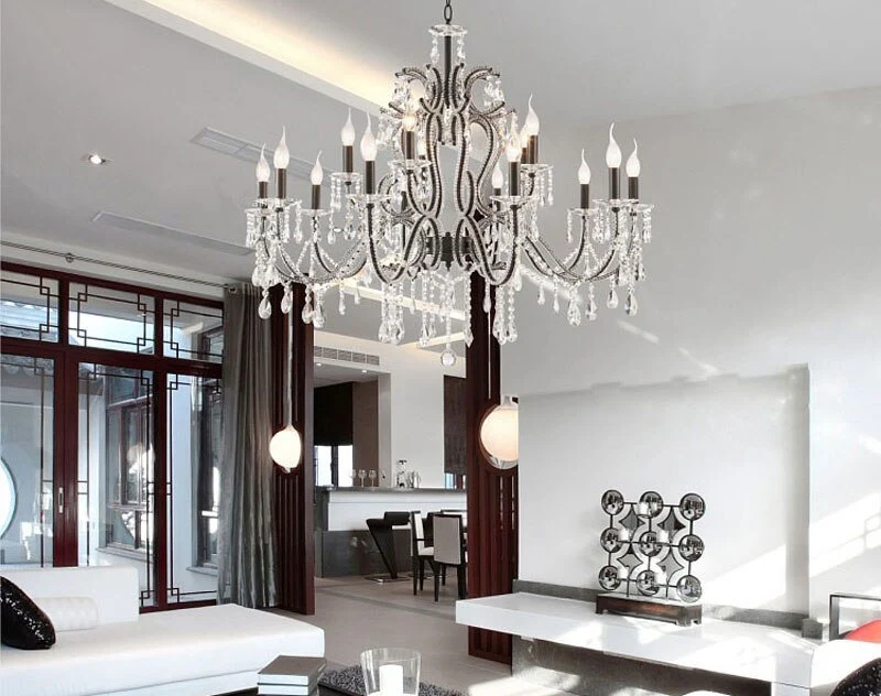 Belysning Luksus Lysekroner Lys K9 Krystal Lysekroner Luster Villa Sort Lysekroner Lys Belysning ATY Home Decor