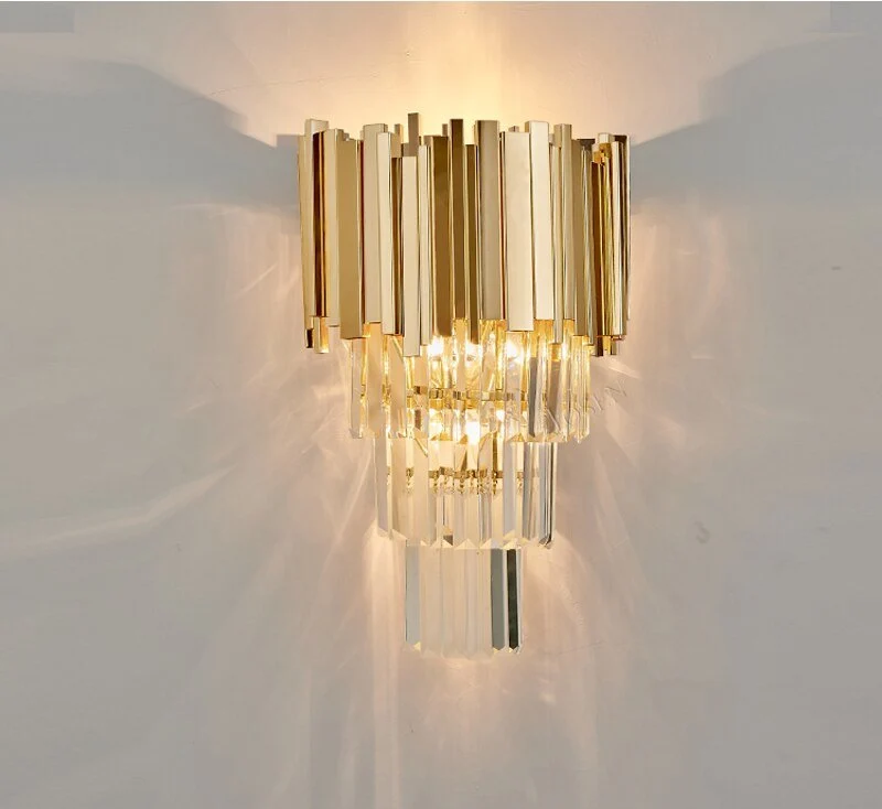 Belysning Post-Moderne Krystal Væglampe Lys Krystalvæg Luksus Kreativ Varm Gang Soveværelse Sengelampe ATY Home Decor