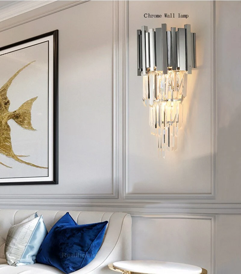Belysning Post-Moderne Krystal Væglampe Lys Krystalvæg Luksus Kreativ Varm Gang Soveværelse Sengelampe ATY Home Decor