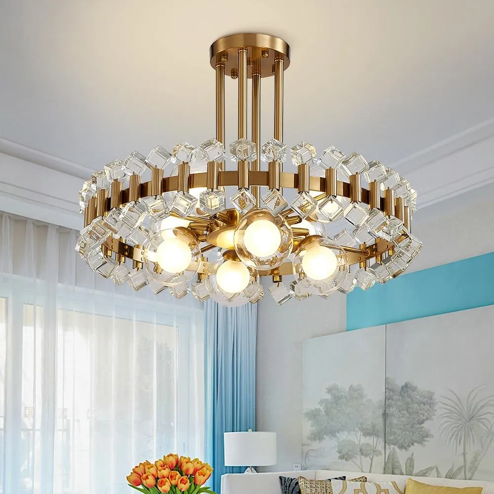 Farverig moderne krystallysekrone til stue og spisestue ATY Home Decor