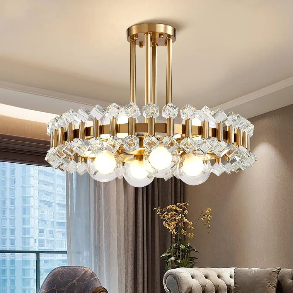 Farverig moderne krystallysekrone til stue og spisestue ATY Home Decor