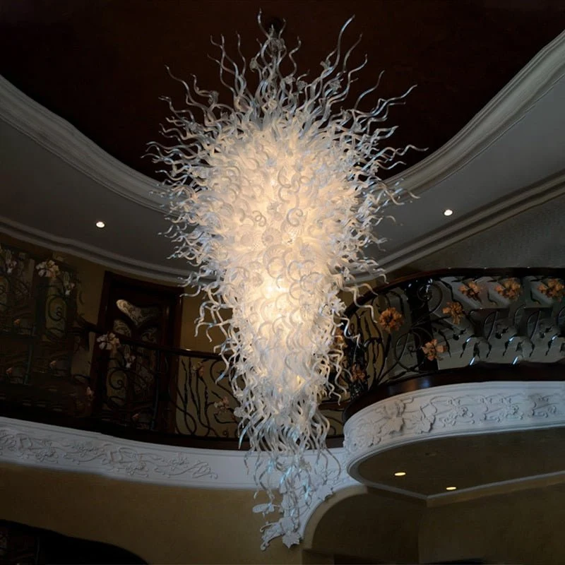Håndblæst klassisk hvid stor Murano glas LED lysekrone ATY Home Decor