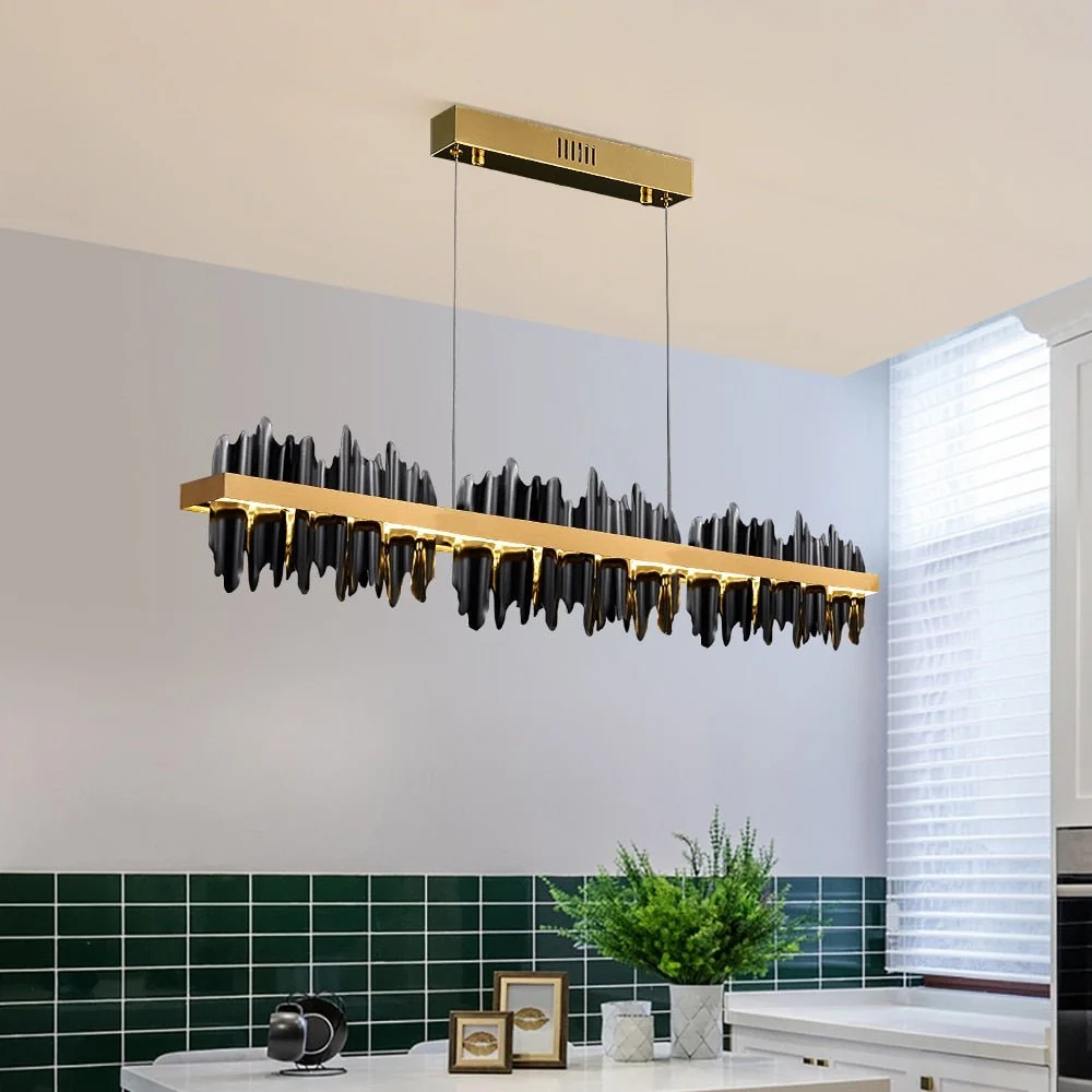 Iceberg Design Moderne LED Lysekrone Belysning Til Spisestue Guld Og Sort ATY Home Decor