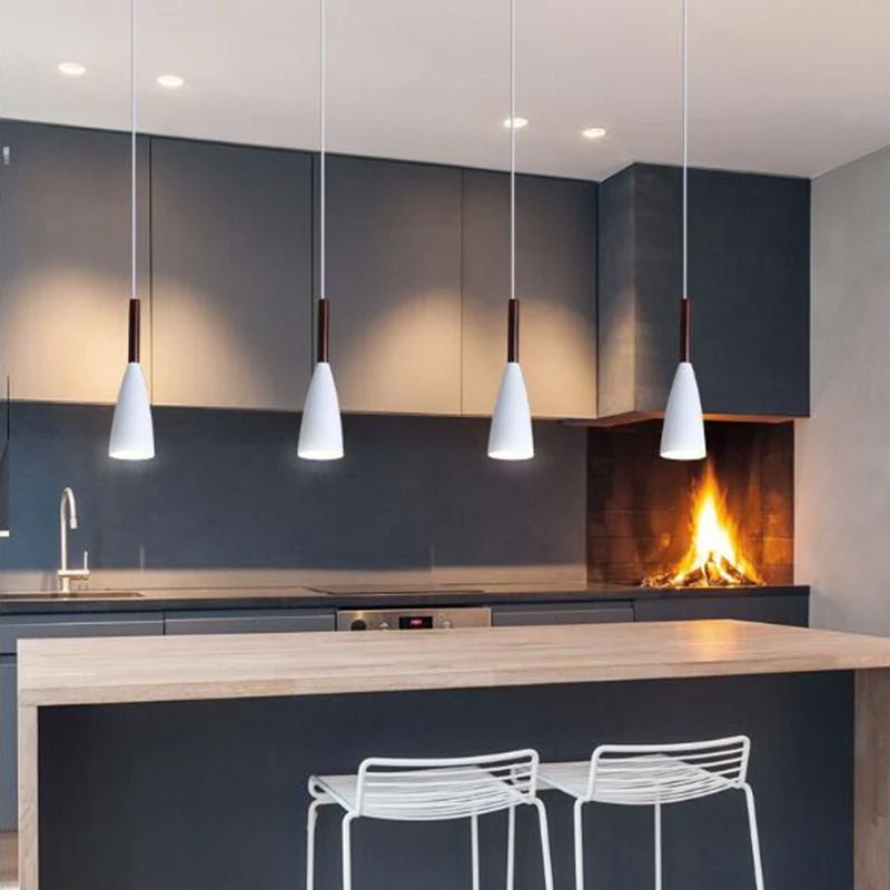 Moderne Pendel Køkken Hængelampe Spisestue Køkken Belysningsarmatur Loft Decor Trælampe Armatur Luster ATY Home Decor