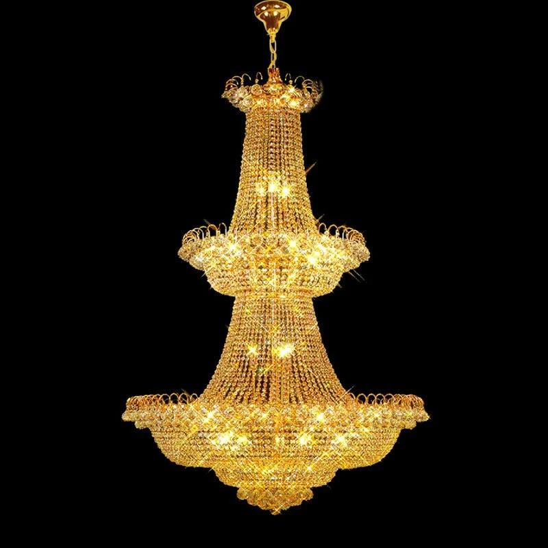 Moderne stor krystal lysekrone lys guld / krom foyer krystal lysekrone lys bredde 120 cm garanteret 100 % ATY Home Decor