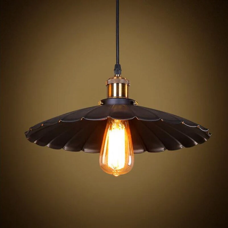 Pendel Lampeskærm Metal Industriel Belysning Retro Til Køkken Stald Spisestue Indretning E27 Rust Jern Finish ATY Home Decor