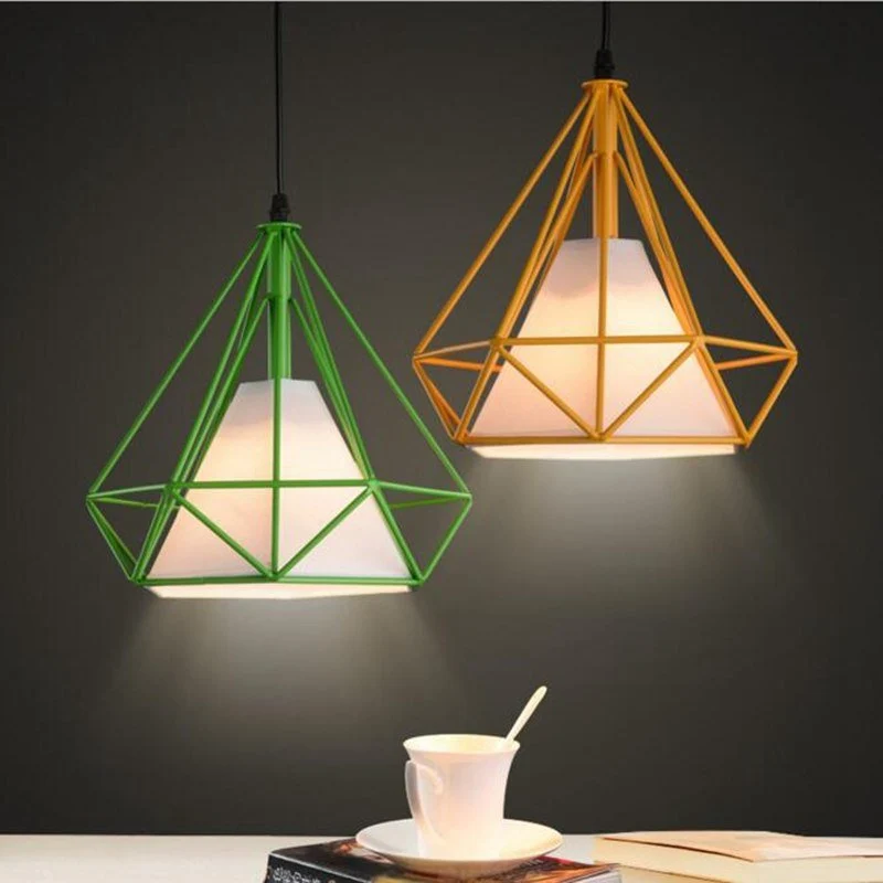 Pendellamper, moderne farverigt fuglebur LED køkkenlys Køkkenø hængelampe ramme Hanglamp belysningsarmatur ATY Home Decor