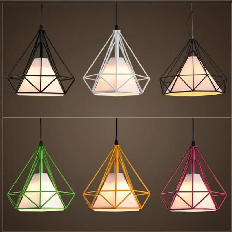 Pendellamper, moderne farverigt fuglebur LED køkkenlys Køkkenø hængelampe ramme Hanglamp belysningsarmatur ATY Home Decor
