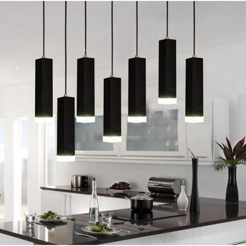 Pendellamper Moderne køkkenlampe Spisestue Bar Counter Pendellampe Køkkenlampe Firkantet rør spotlampe ATY Home Decor