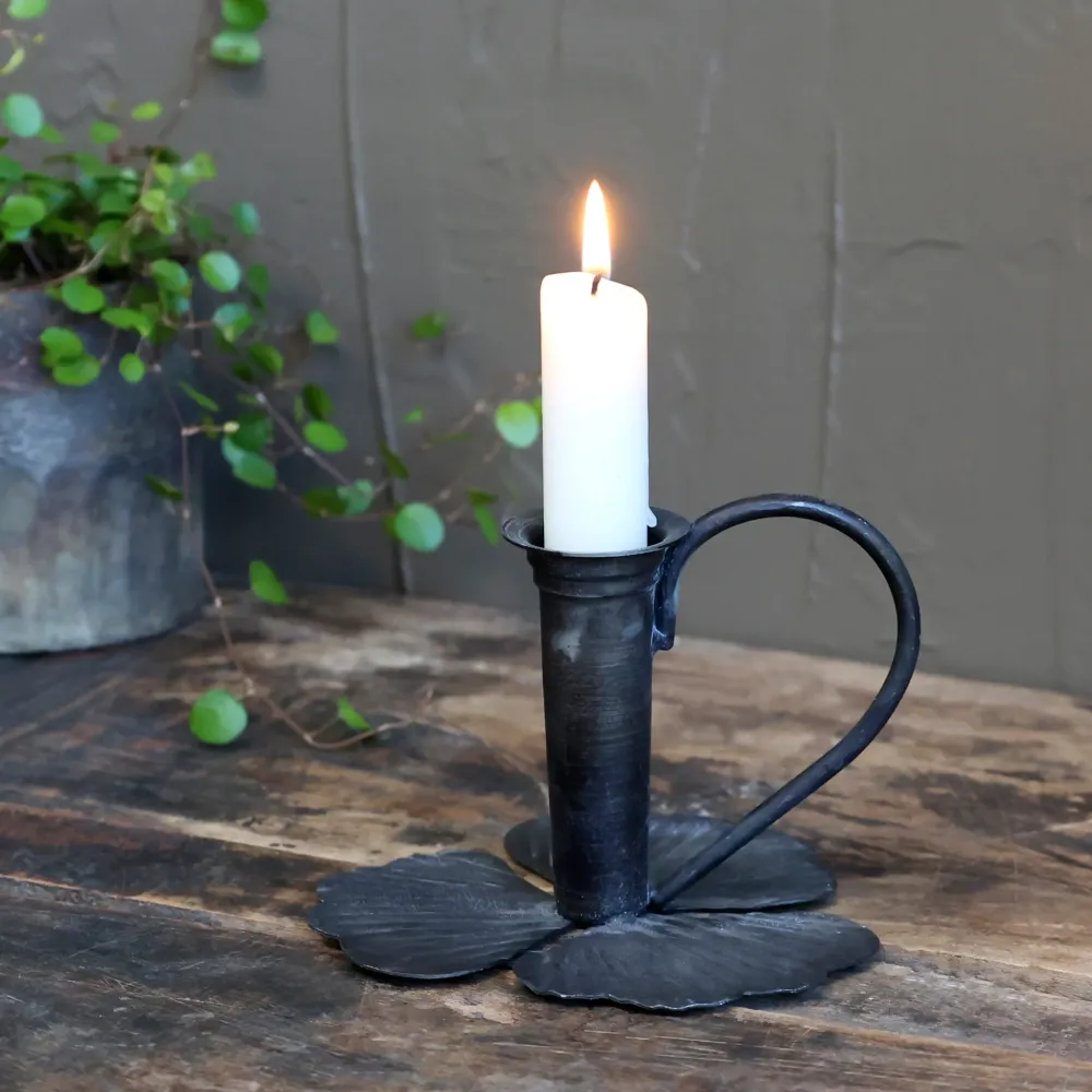 Kammerstage m. blad til bedelys - Chic Antique