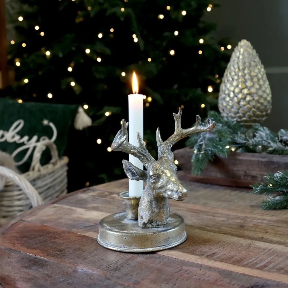 Lysestage med rensdyr - Chic Antique