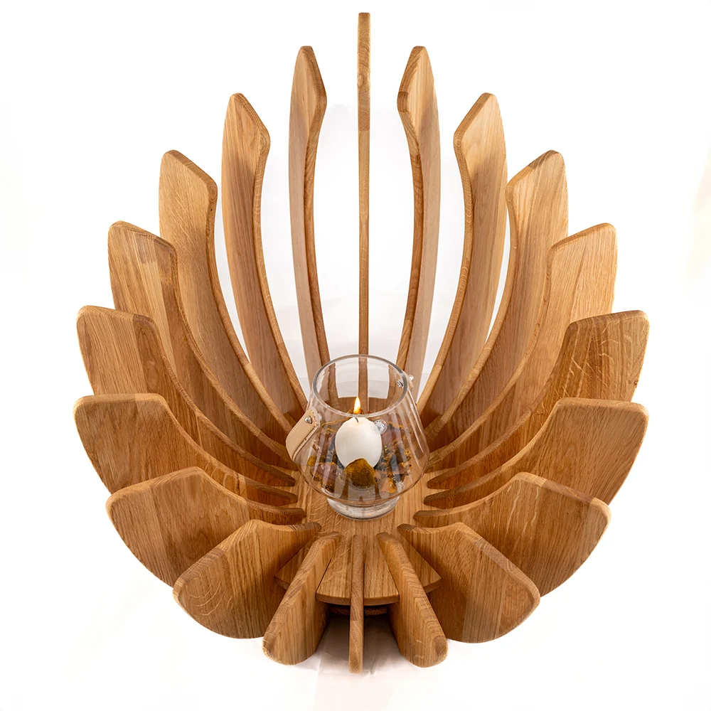 BIG LEAF Ø50cm | LYSESTAGE/SKULPTUR | MASSIVT EGETRÆ | NATUROLIE