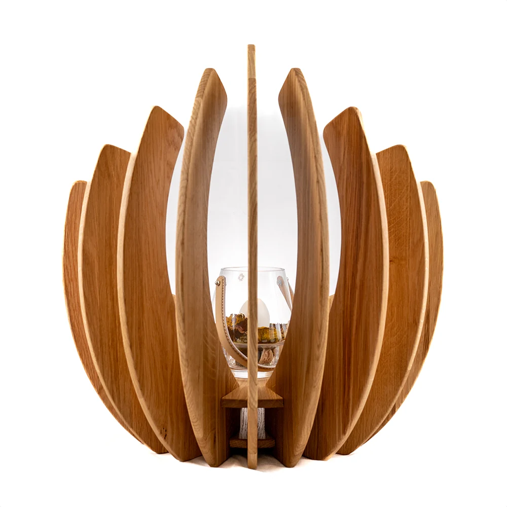 BIG LEAF Ø50cm | LYSESTAGE/SKULPTUR | MASSIVT EGETRÆ | NATUROLIE