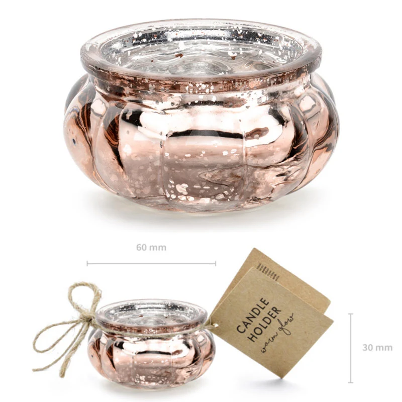 Rose gold glas fyrfadsstage, 4 stk.