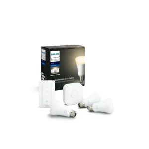 Philips Hue White Startsæt – 3 x E27 LED-pærer + Hue Bridge