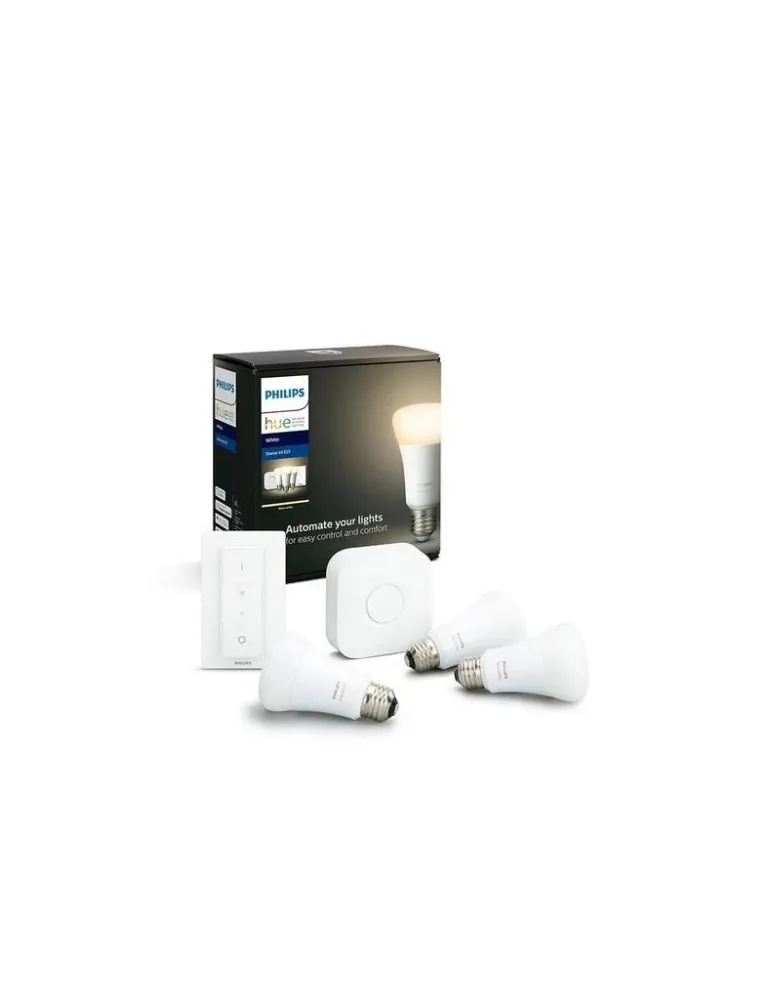 Philips Hue White Startsæt – 3 x E27 LED-pærer + Hue Bridge