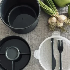 Lunchbox m. dressing kop - Sort