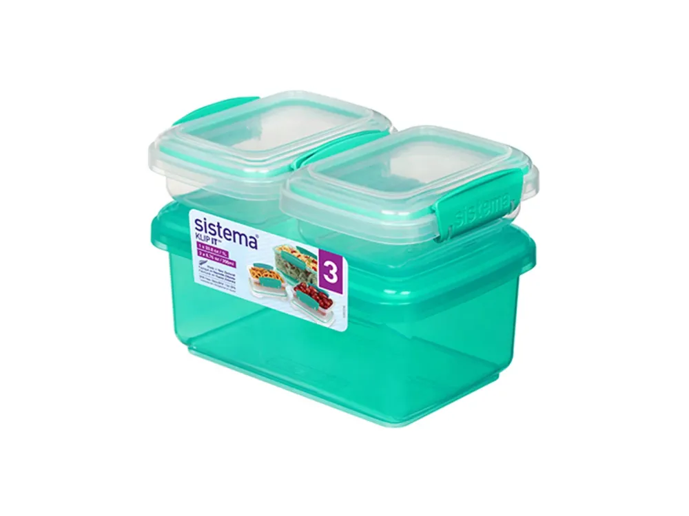 Sistema - Opbevaringsboks 3 stk. 1L & 2 x 200ml.