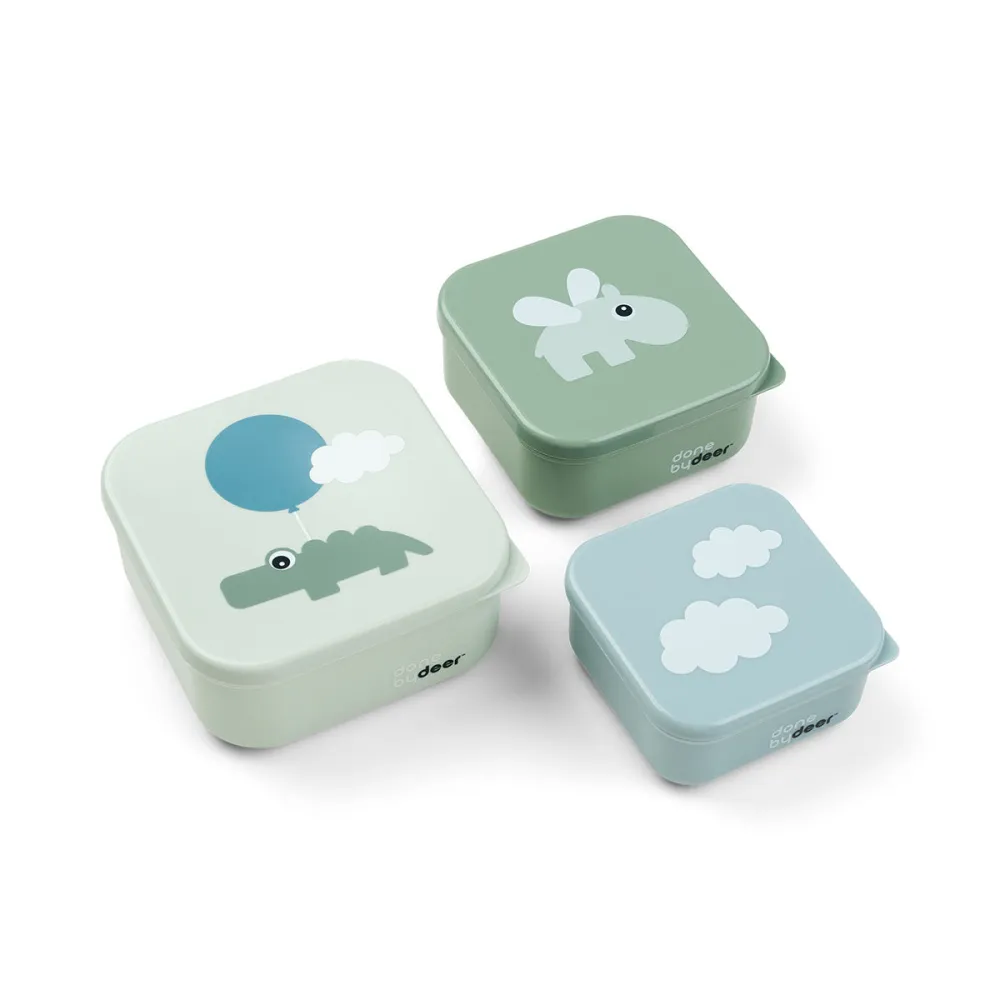 Snack boks sæt 3 stk. - Happy clouds - Grøn Done by Deer