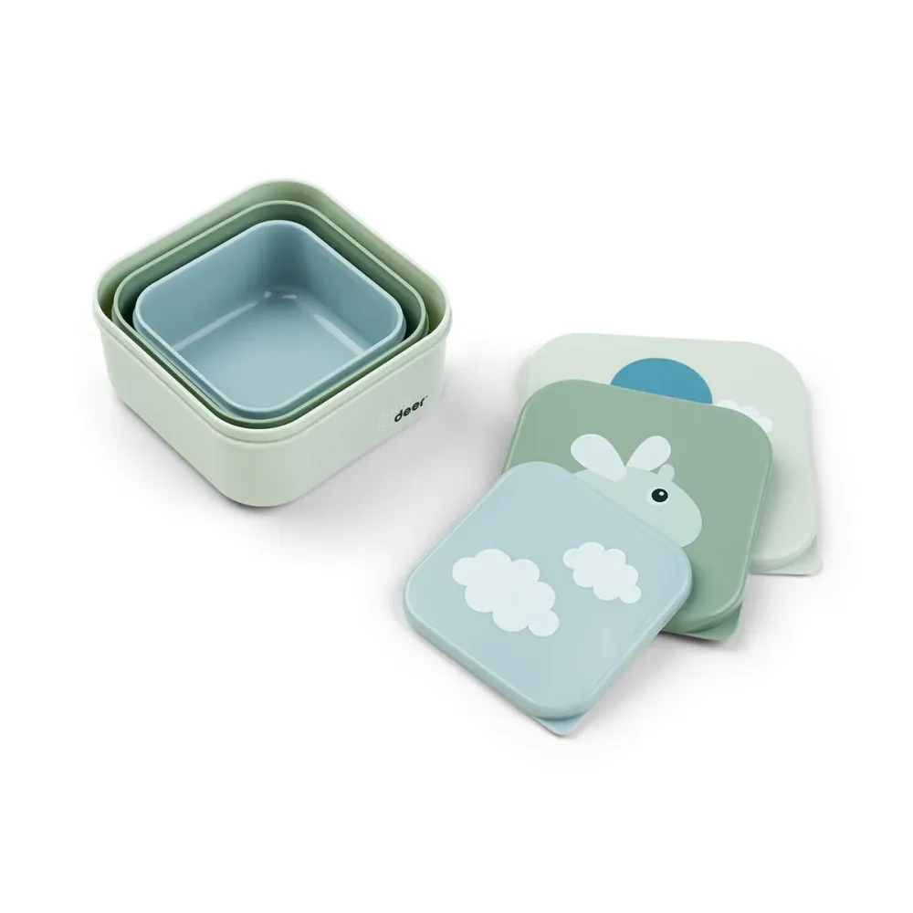 Snack boks sæt 3 stk. - Happy clouds - Grøn Done by Deer