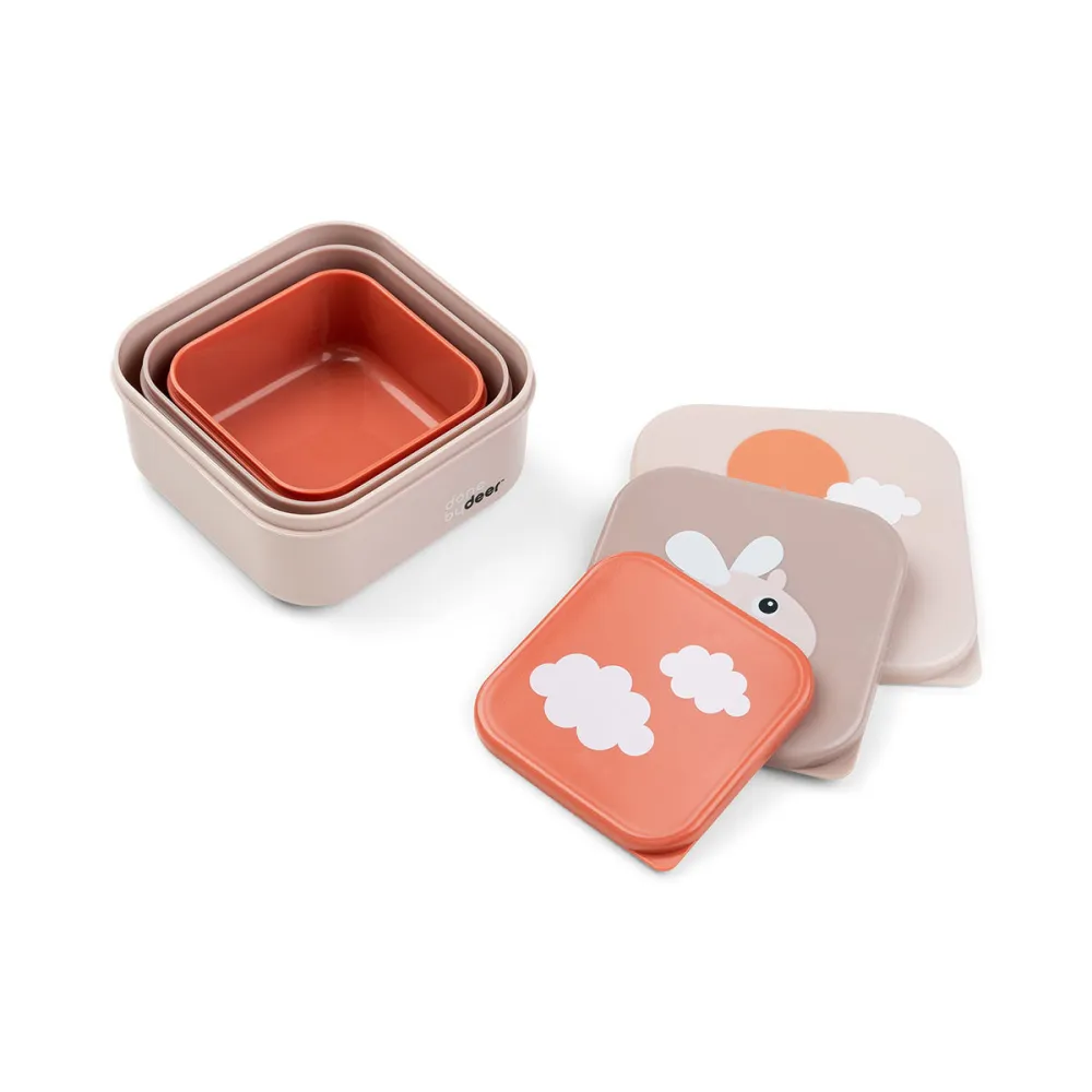 Snack boks sæt 3 stk. - Happy clouds - Pudder Done by Deer