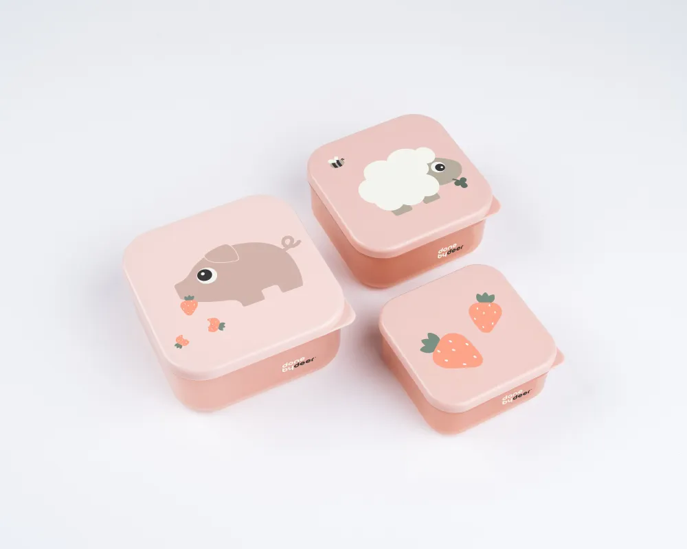 Snack boks sæt 3 stk. - Tiny farm - Pudder Done by Deer