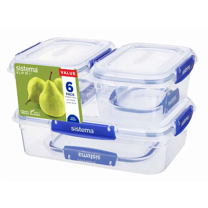 Sistema Madopbevaring - Klip It Plus - Essentials - 6-Pak - Blå