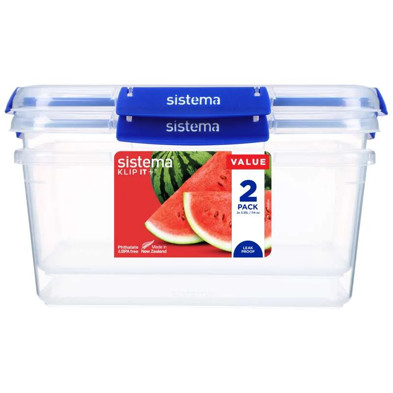 Sistema Madopbevaring - Klip It Plus - Rectangle - 2-Pak - 3.35L - Blå