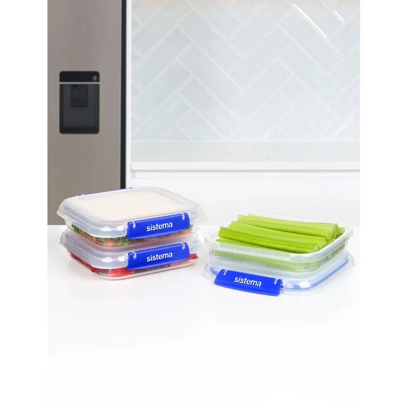Sistema Madopbevaring - Klip It Plus - Square - 3-Pak - 520ml - Blå