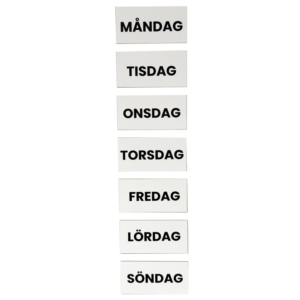 Veckodagar - Ugedage på svensk - Magnetsæt (7-pak)