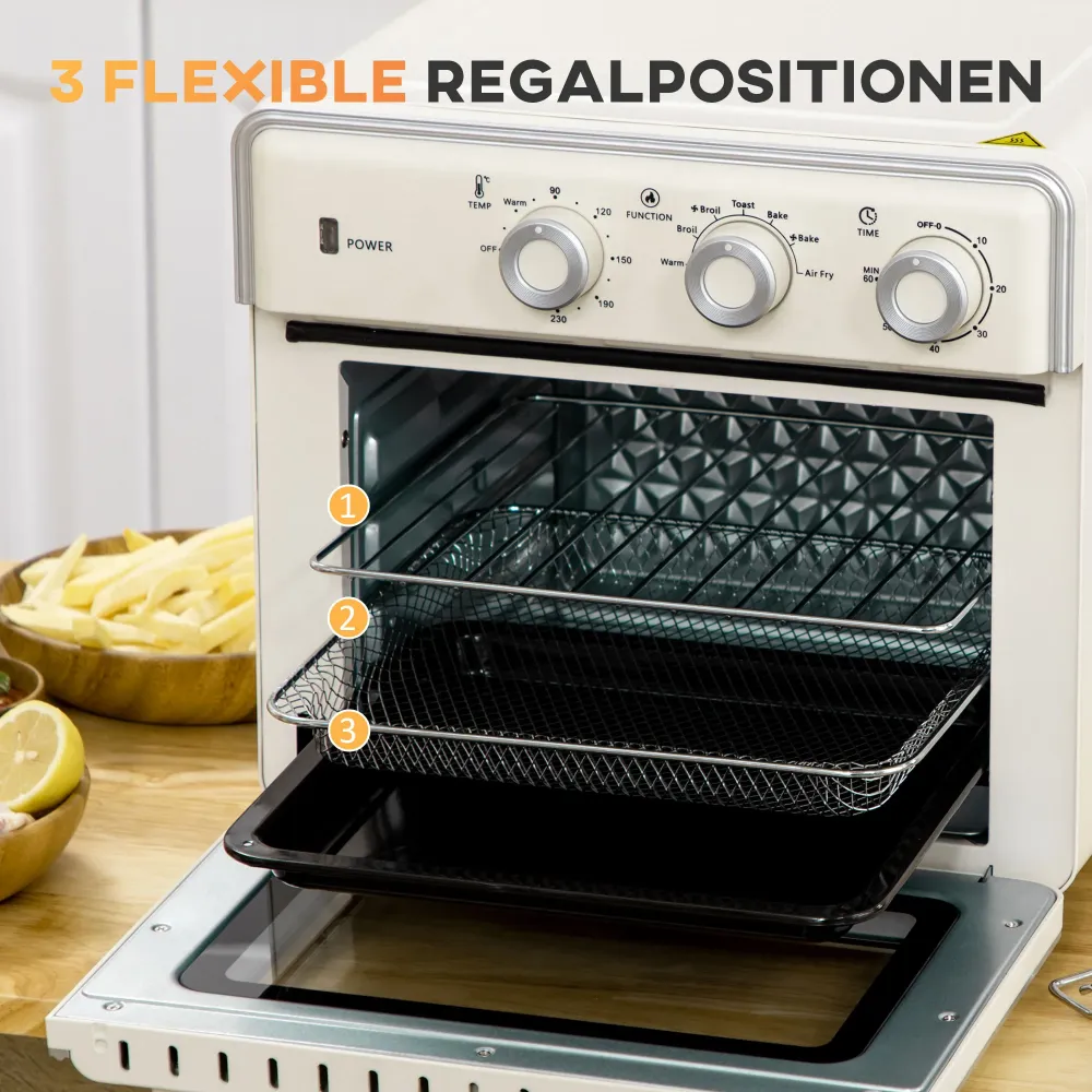 5-I-1 miniovn, 20 l kapacitet, 1400 w, 1 bagerist, 1 bageplade, 60 min. timer