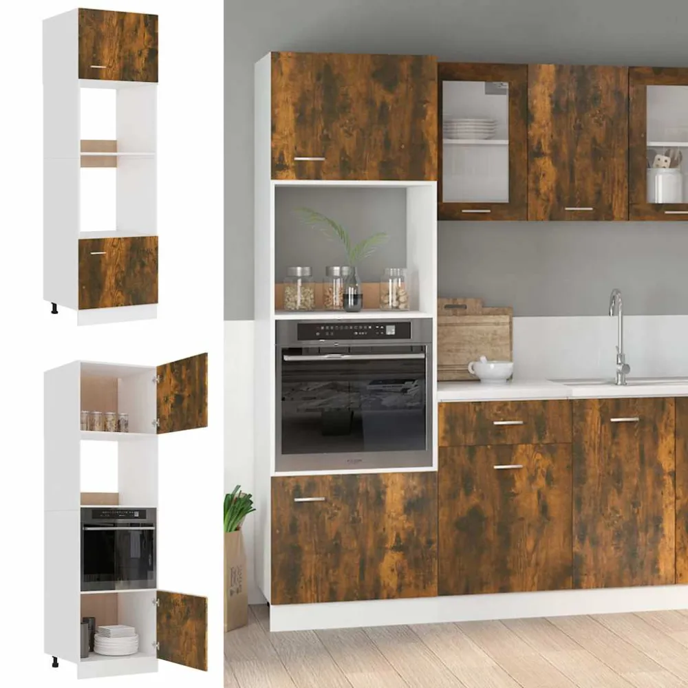 mikrobølgeovnsskab "Lyon" røget eg 60x57x207 cm manufactured træ