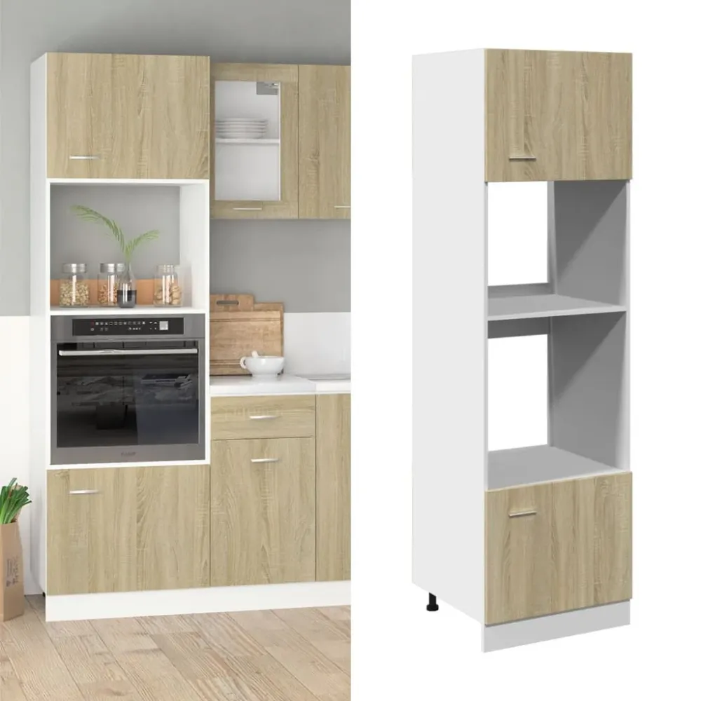 mikrobølgeovnsskab "Lyon" Sonoma eg 60x57x207 cm indbygget træ