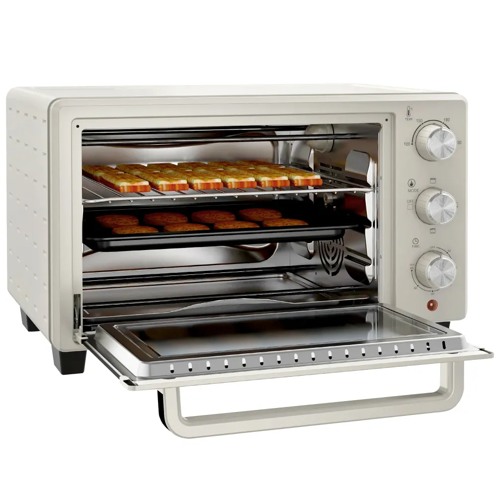 Miniovn, lille 21 l brødristerovn med 1 rist og 1 bageplade, 3 tilberedningstilstande, 100°c-230°c, rustfrit chromed, glas...