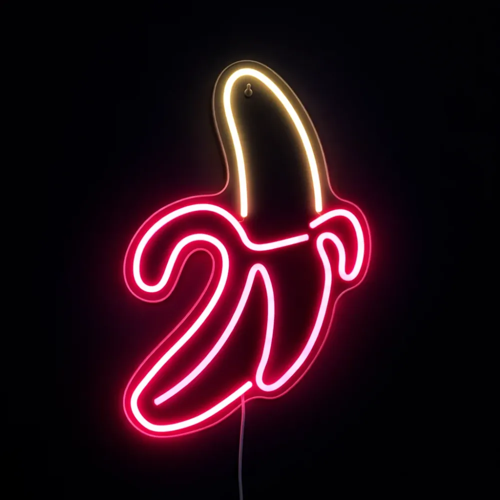 Banana Neon Væglampe Pink
