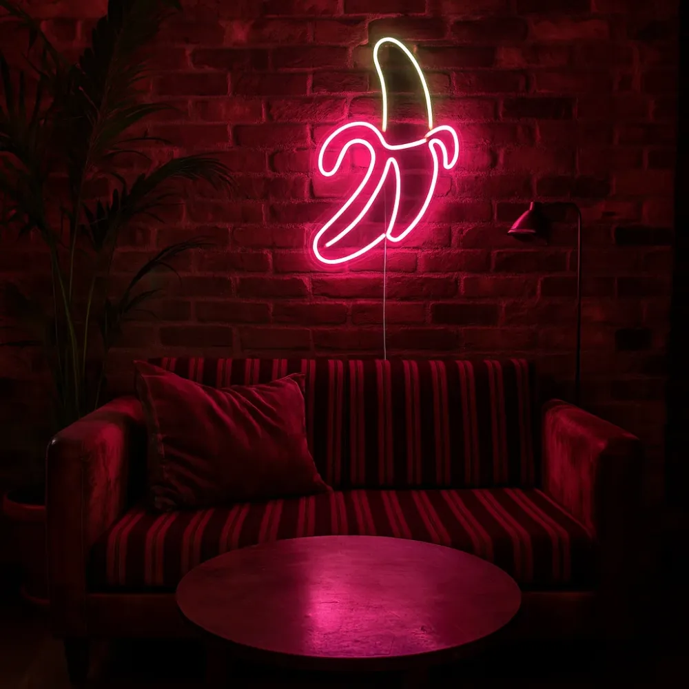 Banana Neon Væglampe Pink