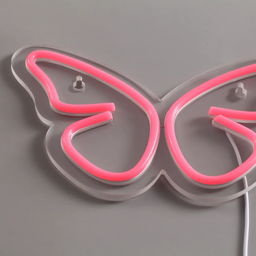 Butterfly Neon Væglampe Pink