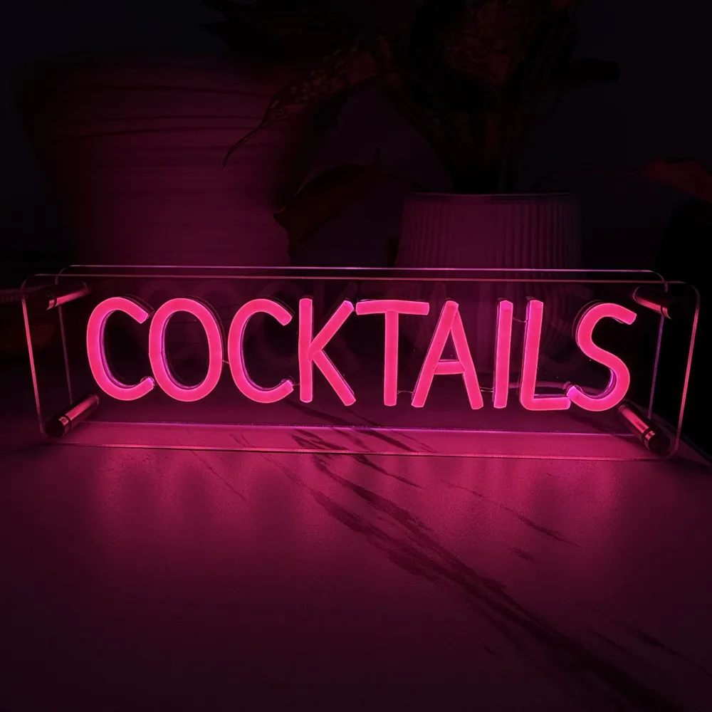Cocktails LED Neon Box Bordlampe