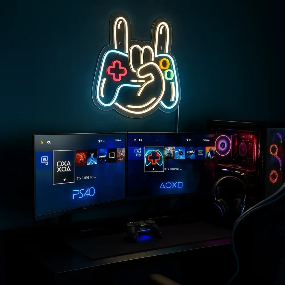 Joystick Hand Sign Neon Væglampe